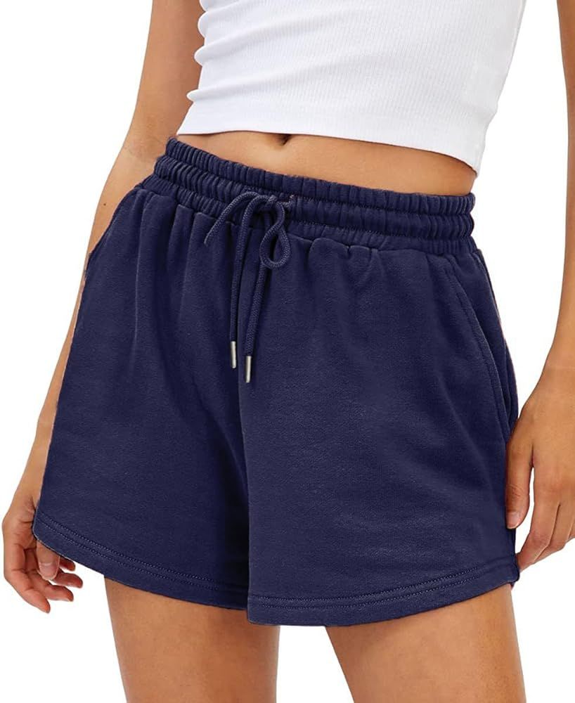 Women's Sweat Shorts Comfy Lounge Running Shorts Gym Summer Casual High Waisted Athletic Shorts w... | Amazon (US)