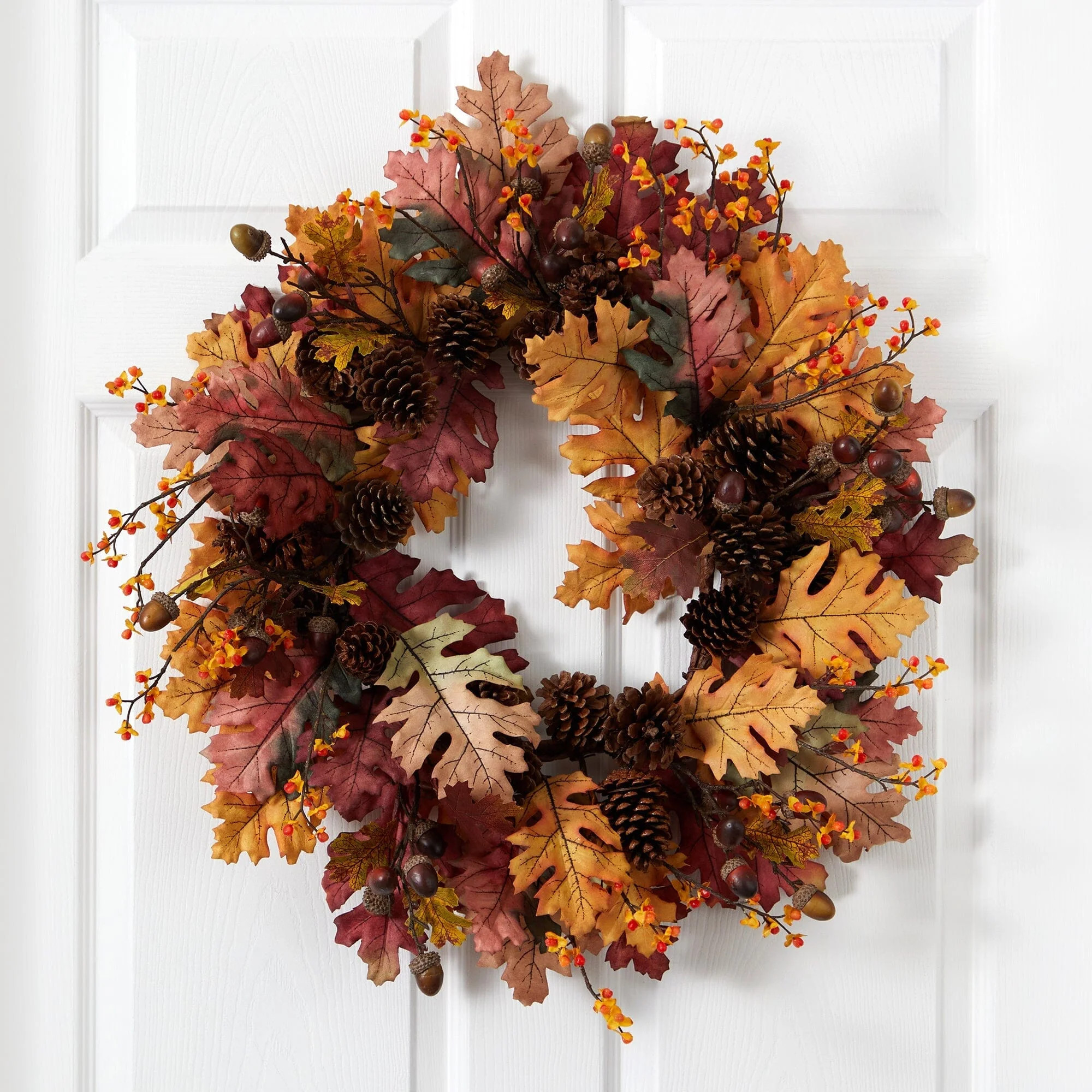 24\u201d Oak Leaf, Acorn & Pine Wreath | Nearly Natural | Nearly Natural