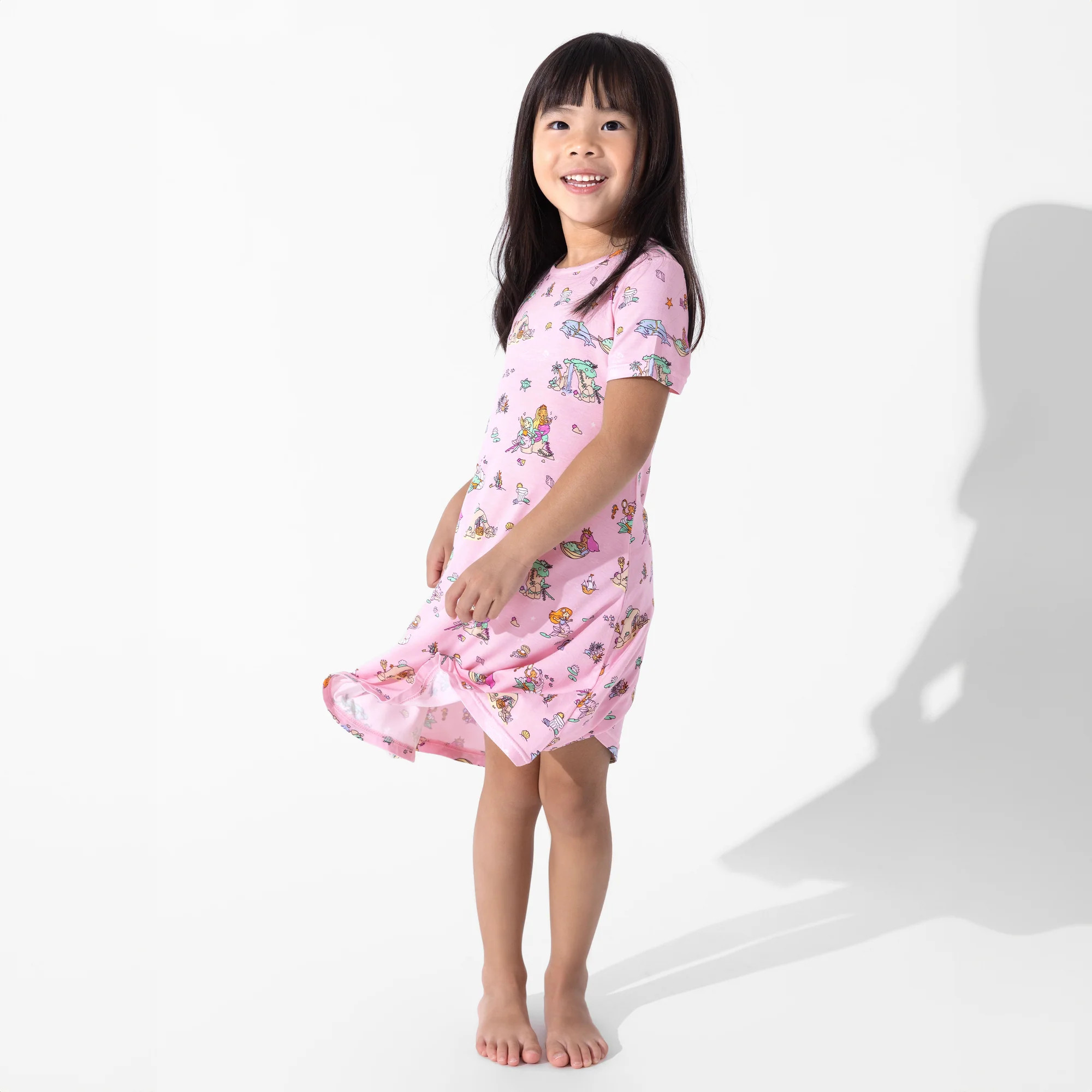 Mermaid Lagoon Bamboo Girls' Short Sleeve Dress | Bellabu Bear