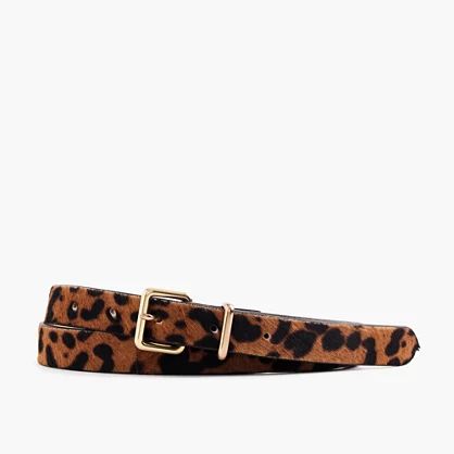 Leopard-printed calf hair belt | J.Crew US