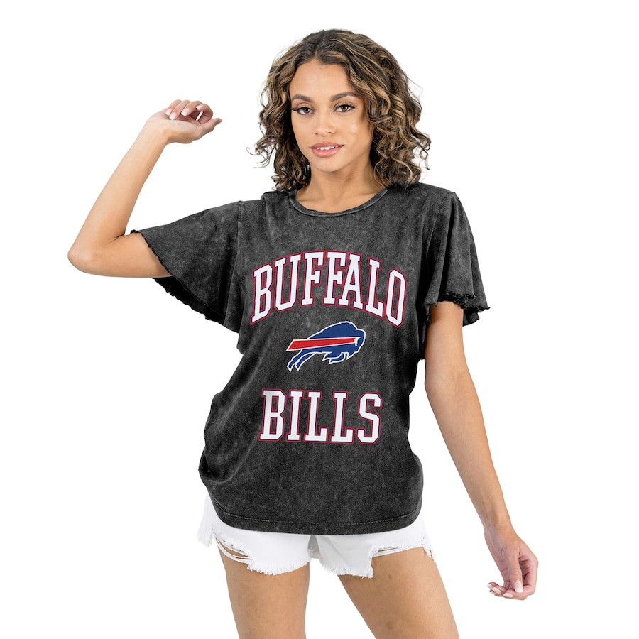 Women's Buffalo Bills Gameday Couture Black Relaxed Flutter Sleeve T-Shirt | NFL Shop