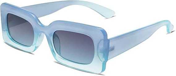 SOJOS Retro 90s Small Nude Rectangle Sunglasses Womens Mens Trendy Chunky Glasses | Amazon (US)