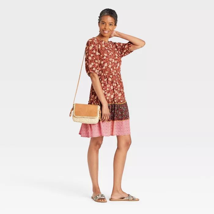 Women's Elbow Sleeve Tiered Babydoll Dress - Knox Rose™ | Target