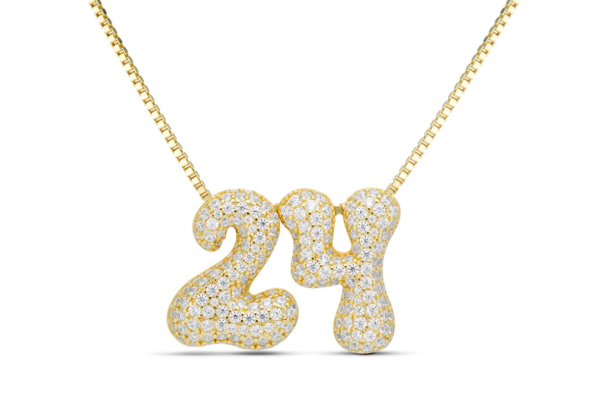 ICED MEDIUM JUMBO DOUBLE DIGIT NUMBER NECKLACE | EP JEWELS 