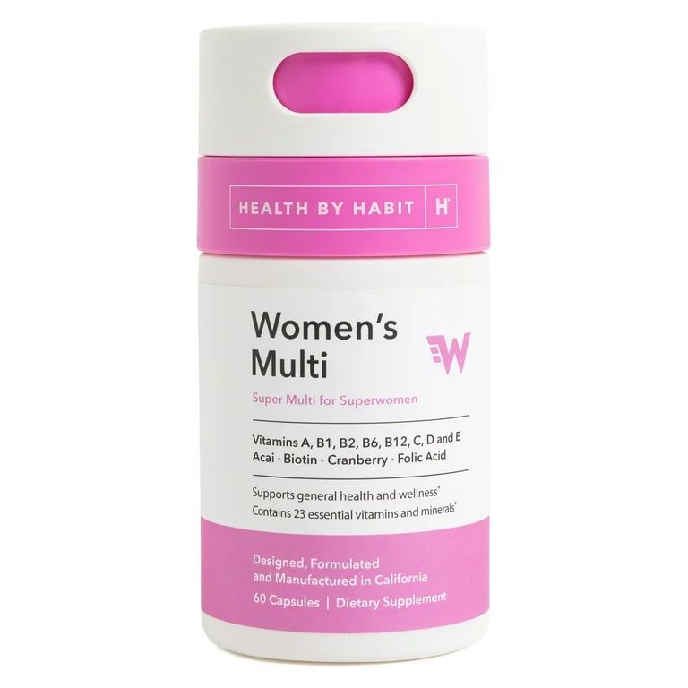 Health By Habit Multi Vitamin for Women, Vitamin Blend, Acai, Biotin, 60 Capsules | Walmart (US)