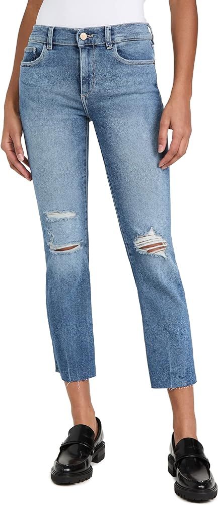 DL1961 Women's Mara Mid Rise Instasculpt Ankle Straight Jeans | Amazon (US)