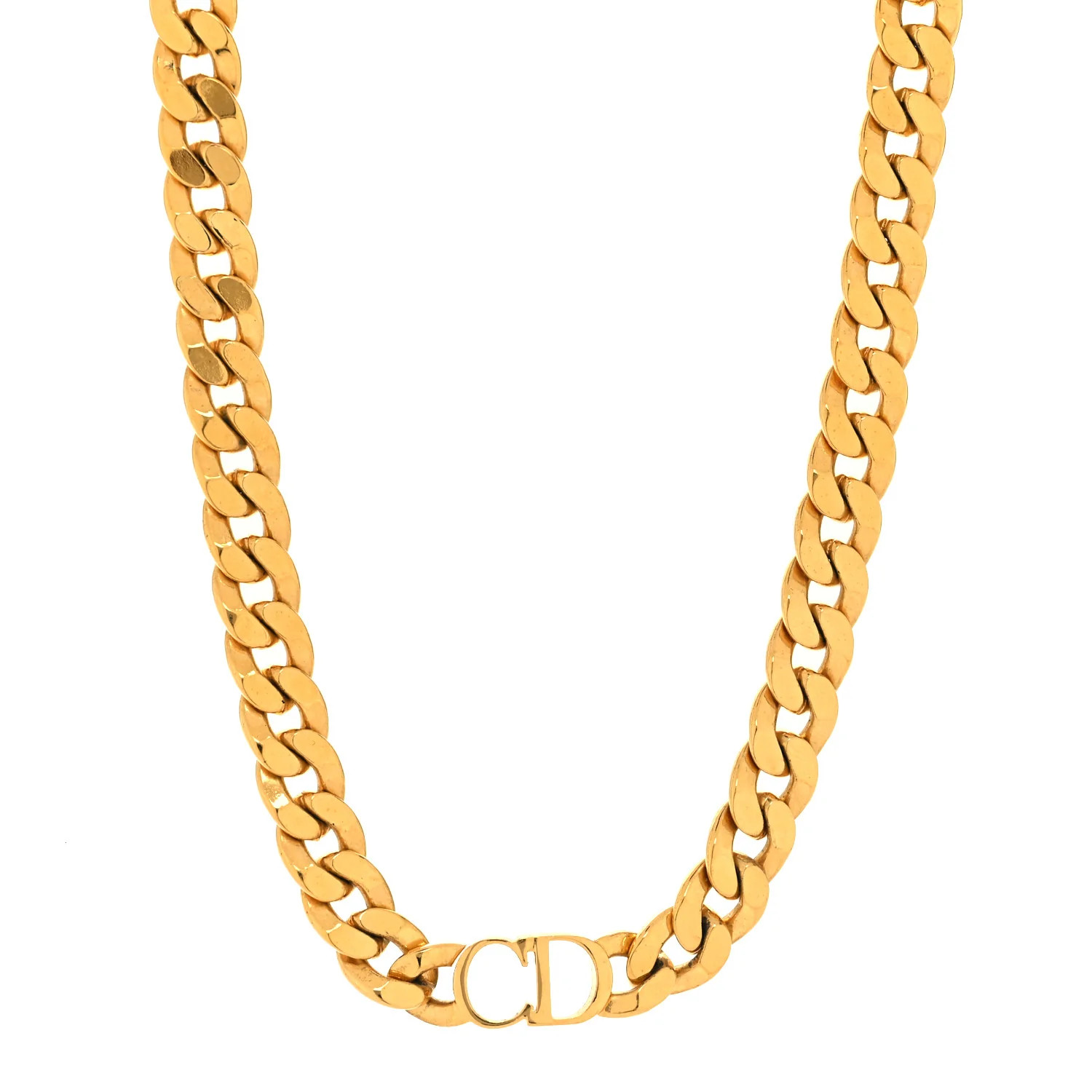 CHRISTIAN DIOR Metal CD Choker Necklace Gold | FASHIONPHILE | FASHIONPHILE (US)