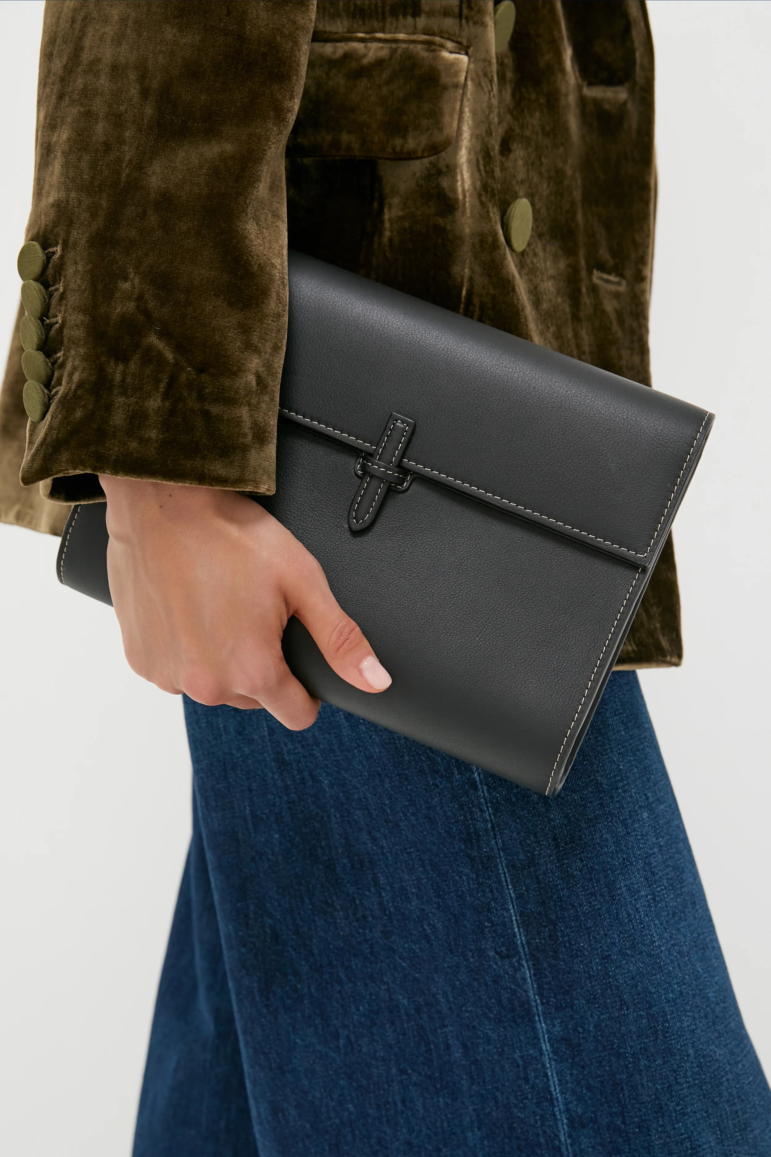 Black Nappa Large Soft Clutch | Tuckernuck (US)