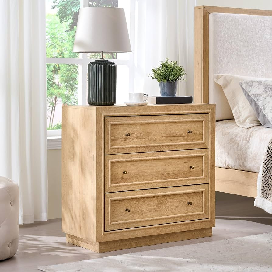 ACCOHOHO 30" Tall Nightstand with 2 Included Base Styles, Oversized Large Bedside Table with 3 Dr... | Amazon (US)