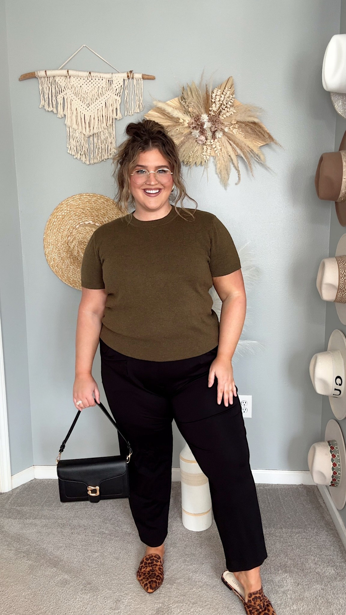 Amazon plus size office outfit inspo 🖤 This golden brown wool blend top is lightweight enough for summer temps and will transition well into Fall! Wearing a size XXL in shirt and trousers

#LTKWorkwear #LTKStyleTip #LTKPlusSize
