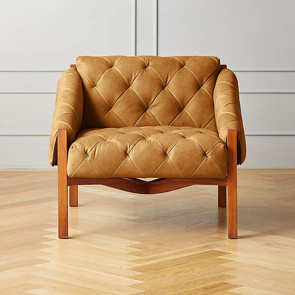 Abruzzo Brown Leather Tufted Chair + Reviews | CB2 | CB2