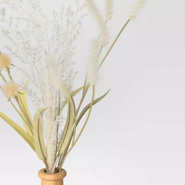 Grass with Wheat in Pot Wood Vase Arrangement - Threshold™ | Target