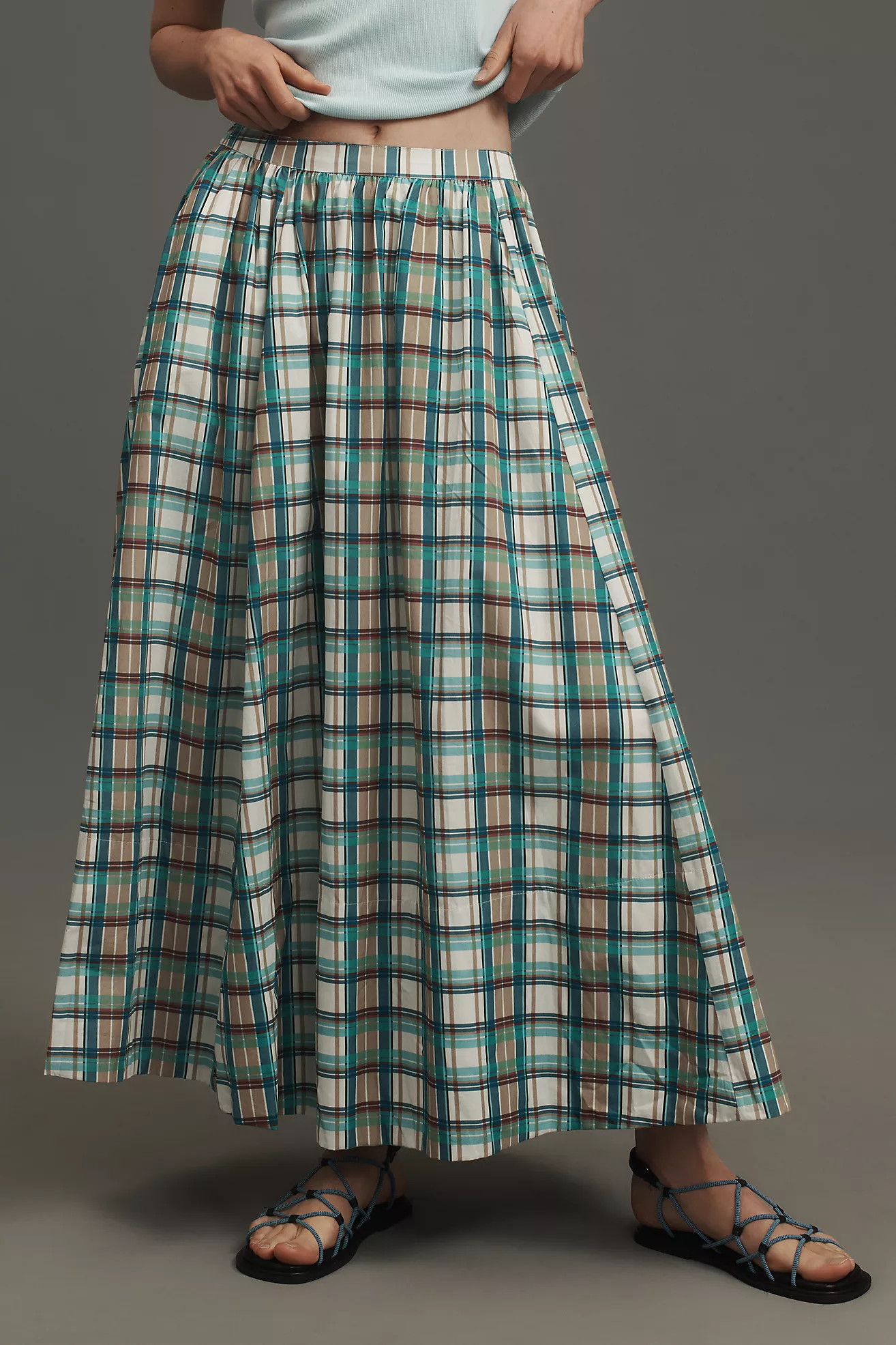 The Jacie Poplin Printed Midi Skirt by Maeve | Anthropologie (US)