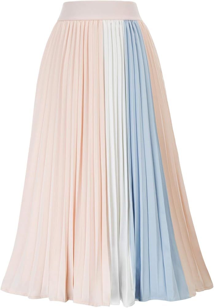 Kate Kasin Women's High Waist Pleated A-Line Swing Skirt KK659 | Amazon (US)