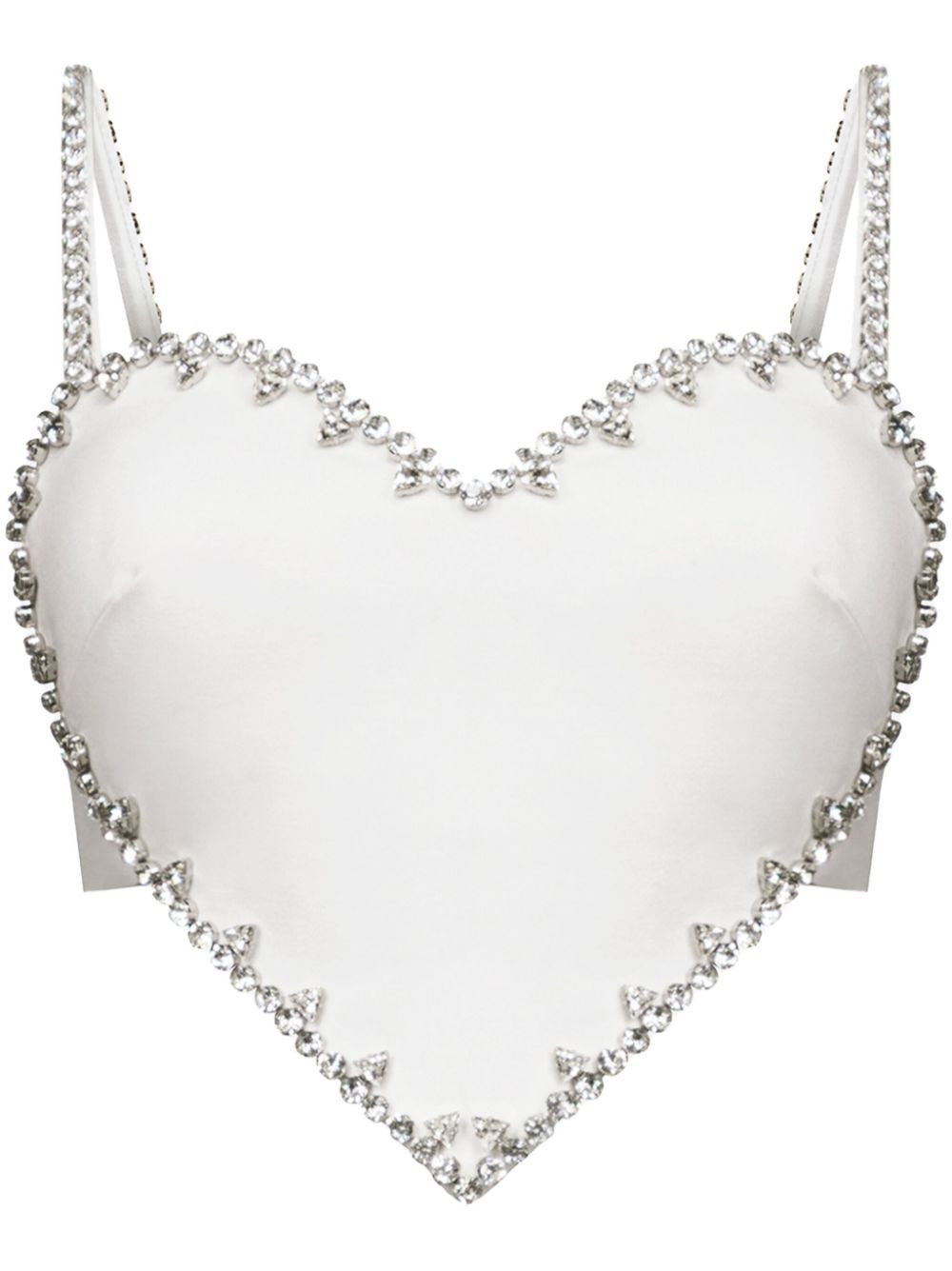 AREA crystal-trim heart-shaped top - White | Farfetch Global
