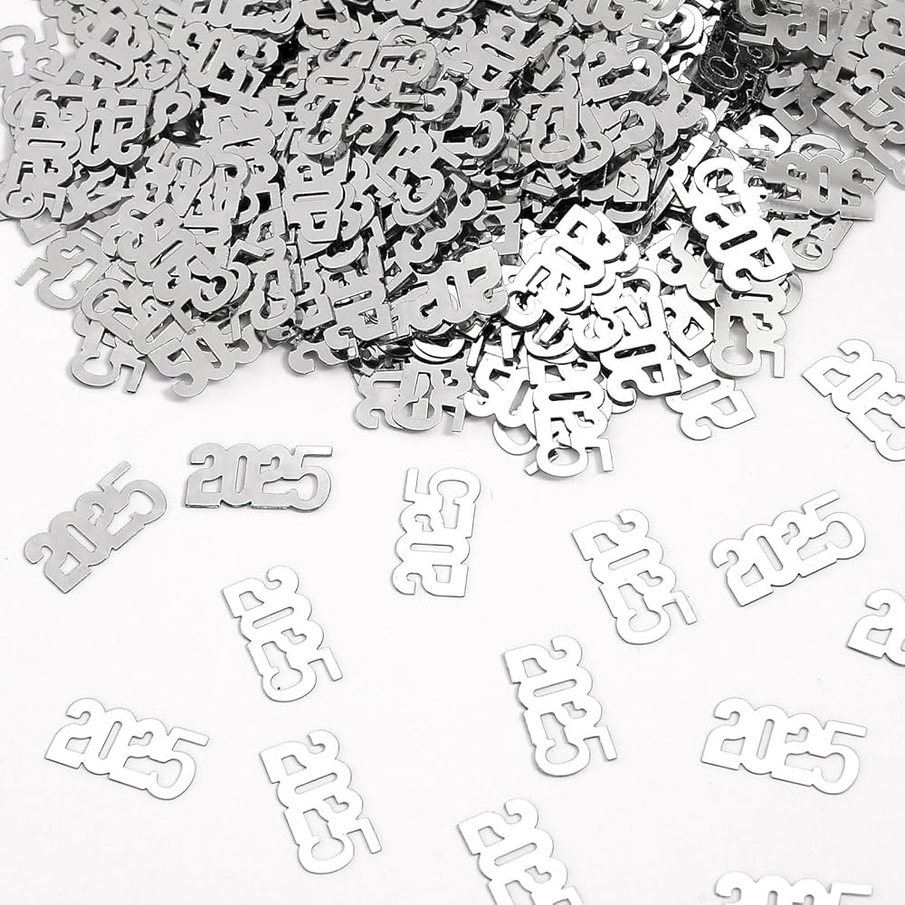 KALOR New Year 2025 Confetti, 60g Silver 2025 Confetti for Happy New Year Decorations 2025 New Ye... | Amazon (US)