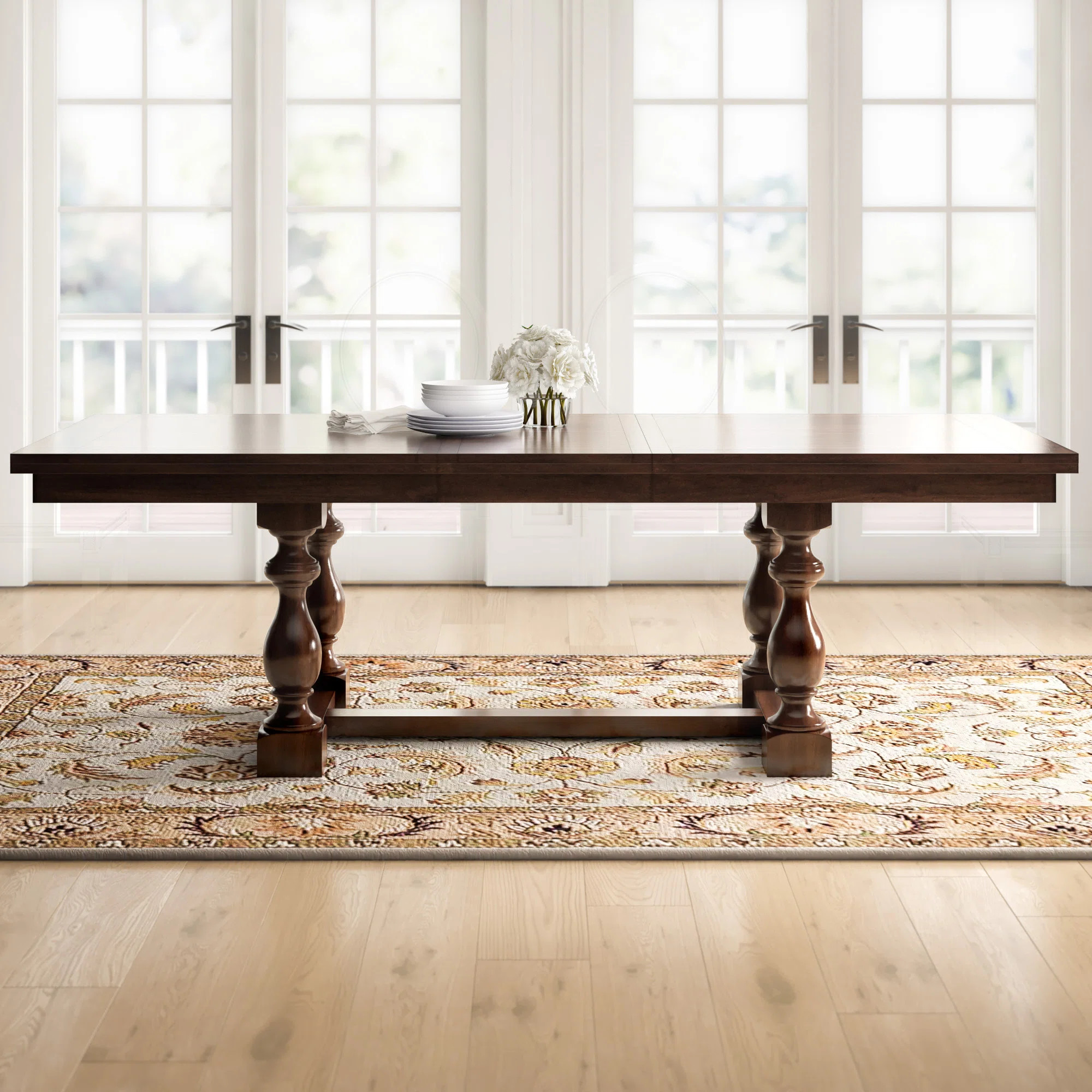 Three Posts™ Donnellson Extendable Solid Wood Trestle Dining Table & Reviews | Wayfair | Wayfair North America