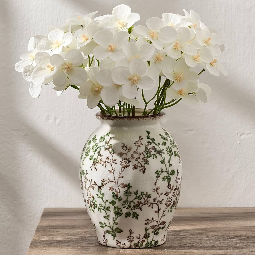 5.63" Ceramic Flower Decorative Antique Vase, Vintage Rustic Chinoiserie Floral Vase for Home Dec... | Amazon (US)