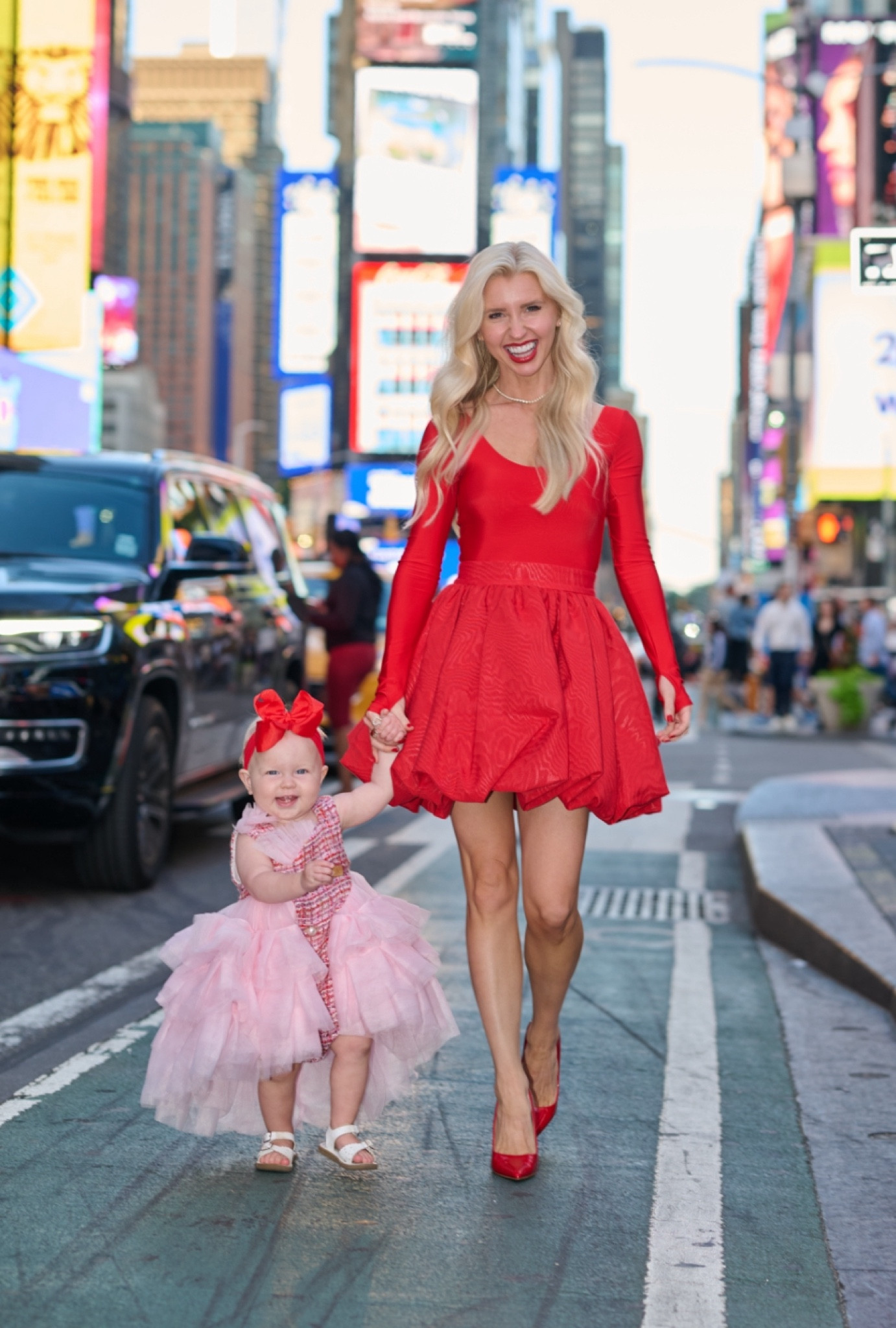 Mommy & me New York Fashion Week Looks! Loving the red dress, tweed and the pearl for baby girl! 

#LTKBaby #LTKFamily #LTKNYFW