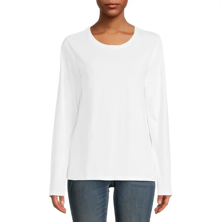Time and Tru Women's Core T-Shirt with Long Sleeves | Walmart (US)