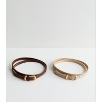 Pack Of 2 Brown and Neutral Faux Suede Belts New Look | New Look (UK)