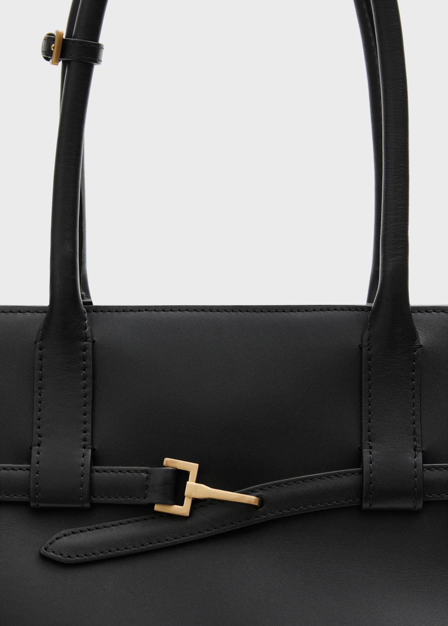 100% leather shopper bag with buckle - Women | MANGO United Kingdom | MANGO (UK)