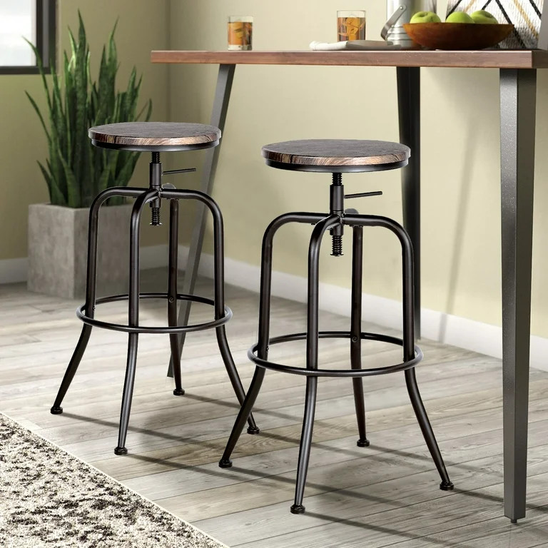 HouseInBox Industrial Bar Stools Set of 2 Adjustable Counter Height Bar Stools for Kitchen Island... | Walmart (US)