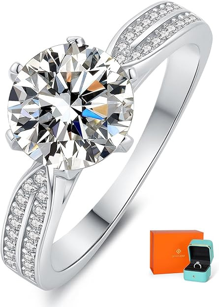 Moissanite Engagement Promise Rings 1CT-3CT 18K White Gold Plated 925 Sterling Silver D Color VVS... | Amazon (US)