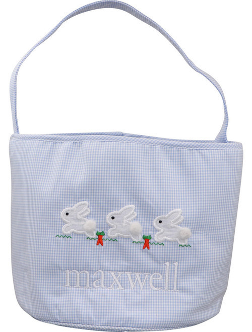 Blue Gingham Bunny Easter Basket - Shipping Early March | Cecil and Lou