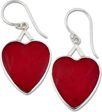 SAMUEL B. Sterling Silver Coral Heart Drop Earrings | Nordstromrack | Nordstrom Rack