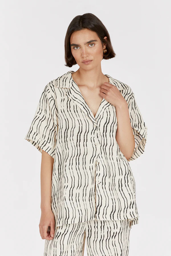 CLAIR CREAM STRIPE LINEN SHIRT | DISSH