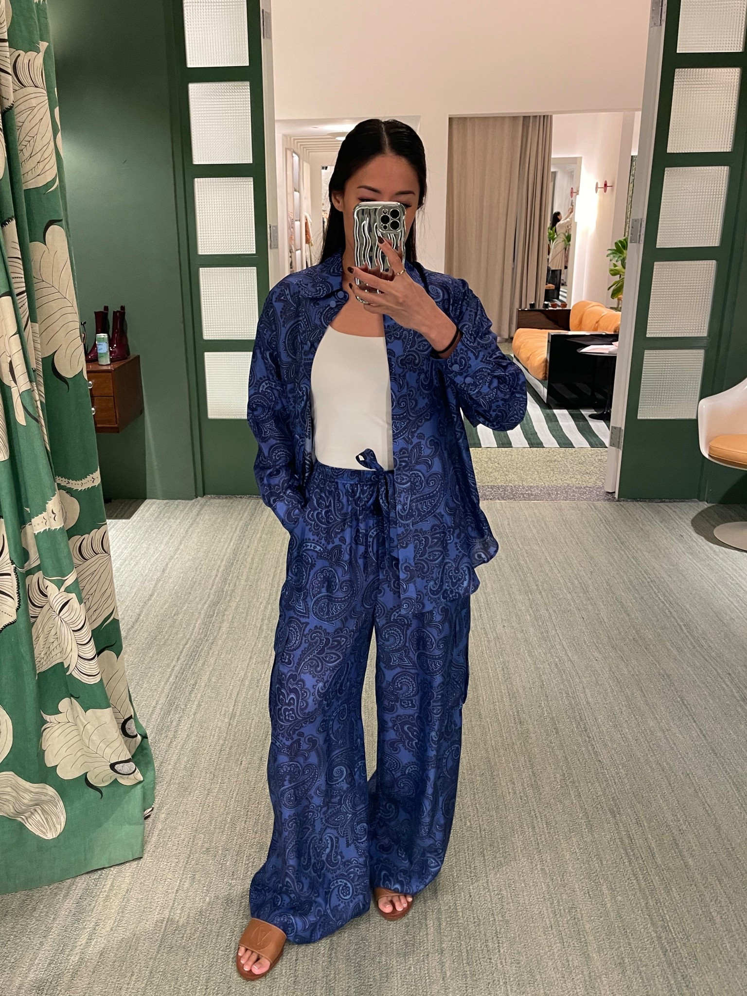 So comfy in my matching silk set 😊✨💙 Zimmermann Ottie Relaxed Paisley shirt and pants

#LTKStyleTip #LTKU