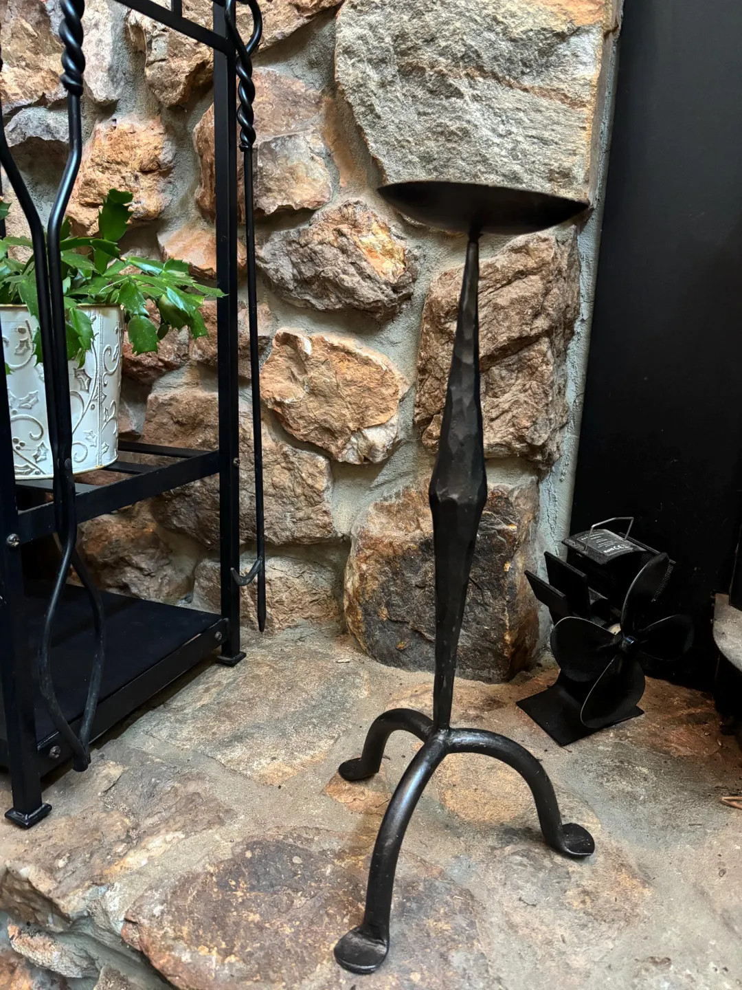 Hand Forged Wrought Iron Candle Holder Pillar Candle Holder With Spike Pricket 18. 5 Inches Tall ... | Etsy (US)