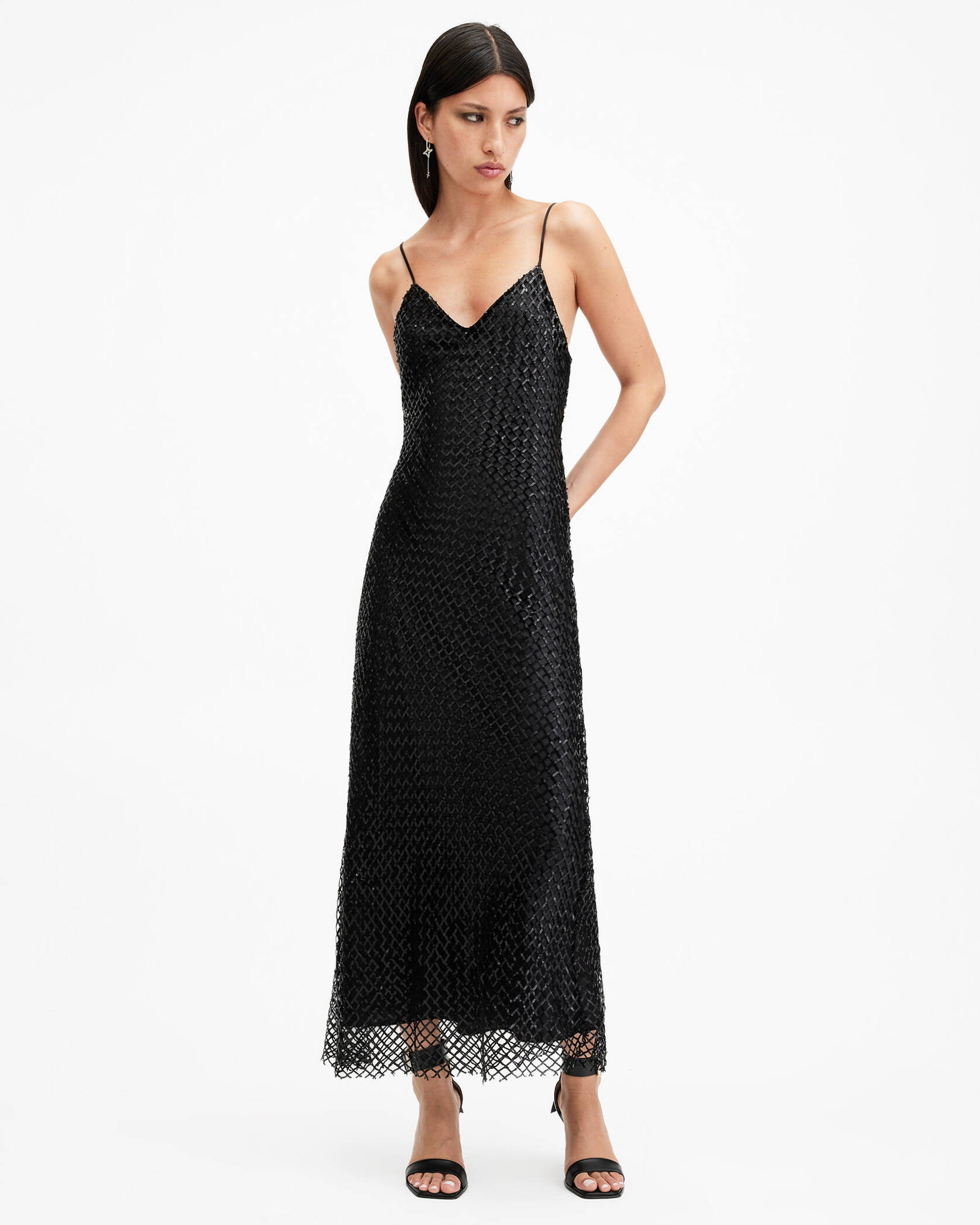 Chantelle Sequin Midi Slip Dress | AllSaints UK