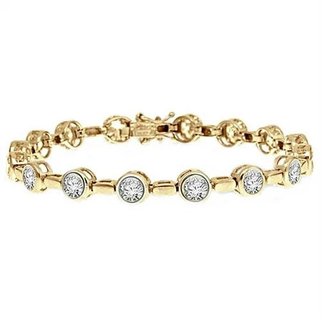 Bezel Set Bracelet with Simulated Round Brilliant Diamonds by Diamond Essence set in Vermeil | Walmart (US)