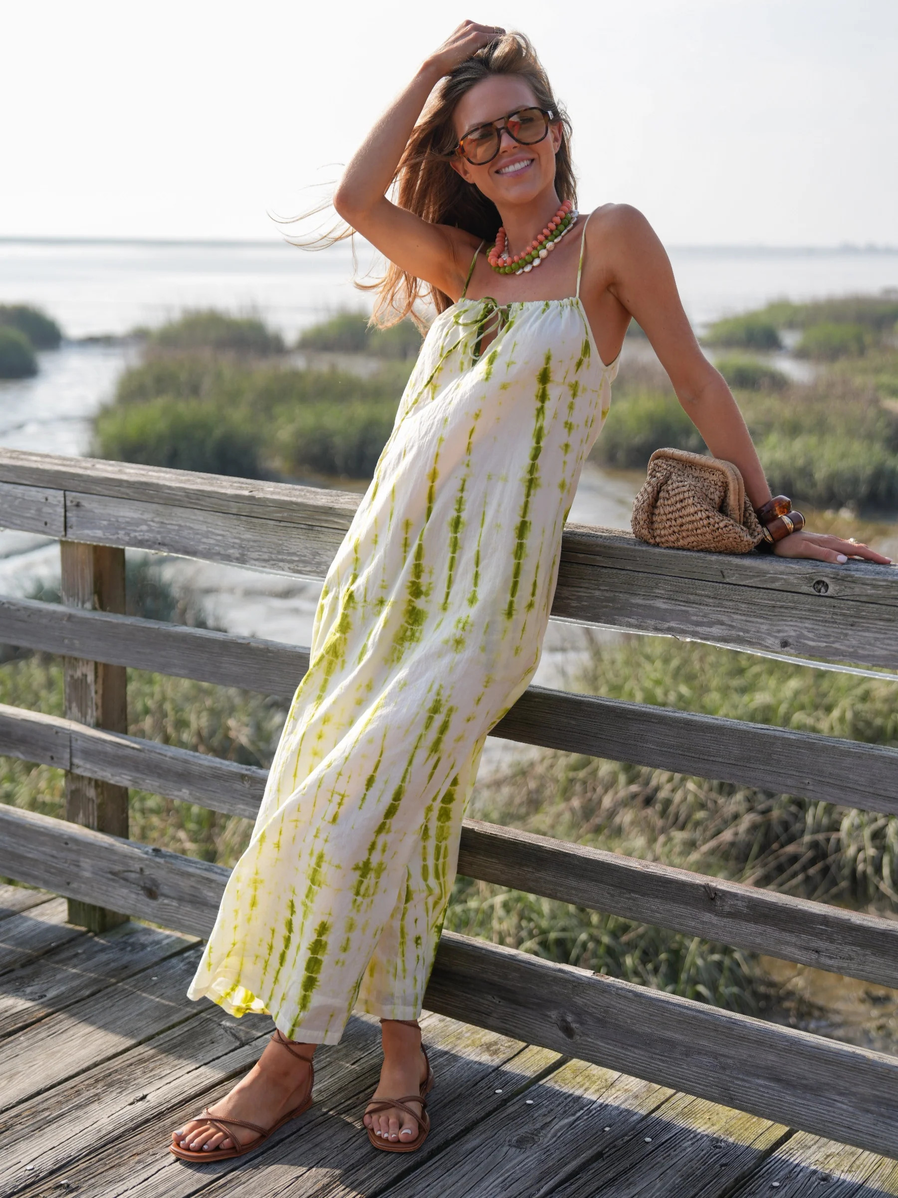 The Litsa Maxi - Lime Tie Dye | Darling Loungewear