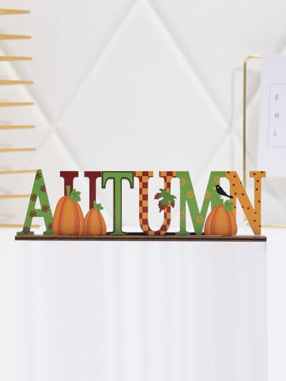 Thanksgiving Day Wooden Pumpkin & Letter Design Decoration Craft | SHEIN