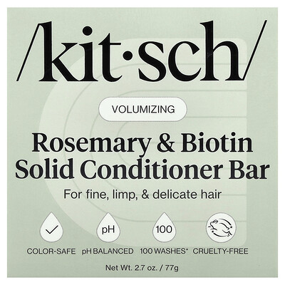 Kitsch, Rosemary & Biotin Volumizing Solid Conditioner Bar, For Fine, Limp, & Delicate Hair, Sweet Lavender & Rosemary, 2.7 oz (77 g) | iHerb