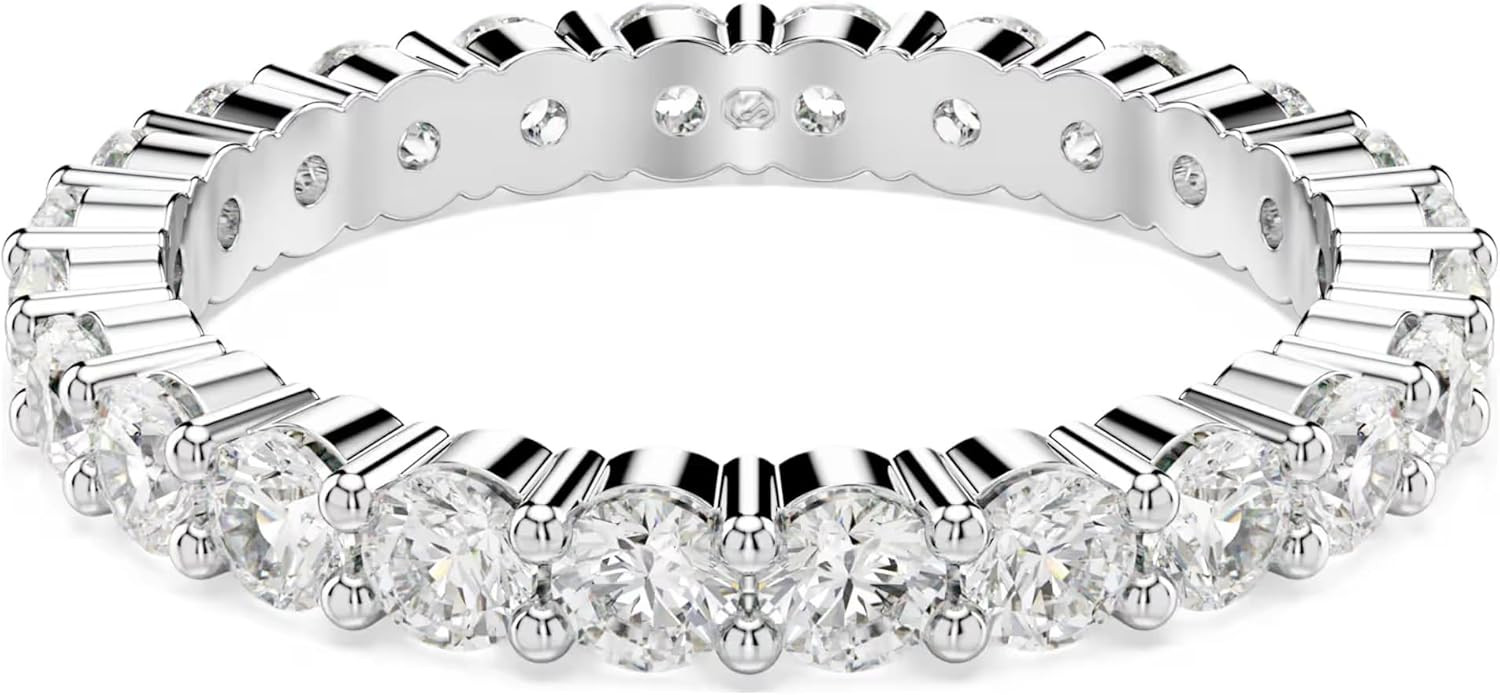 Swarovski Matrix Crystal Ring Collection, Round Cut, Prong Setting, Rhodium Finish | Amazon (US)