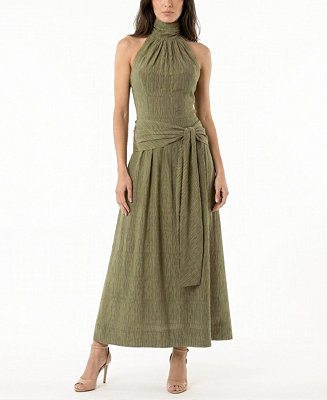 Women's Textured Drop Waist Halter Neck Dress | Macy's