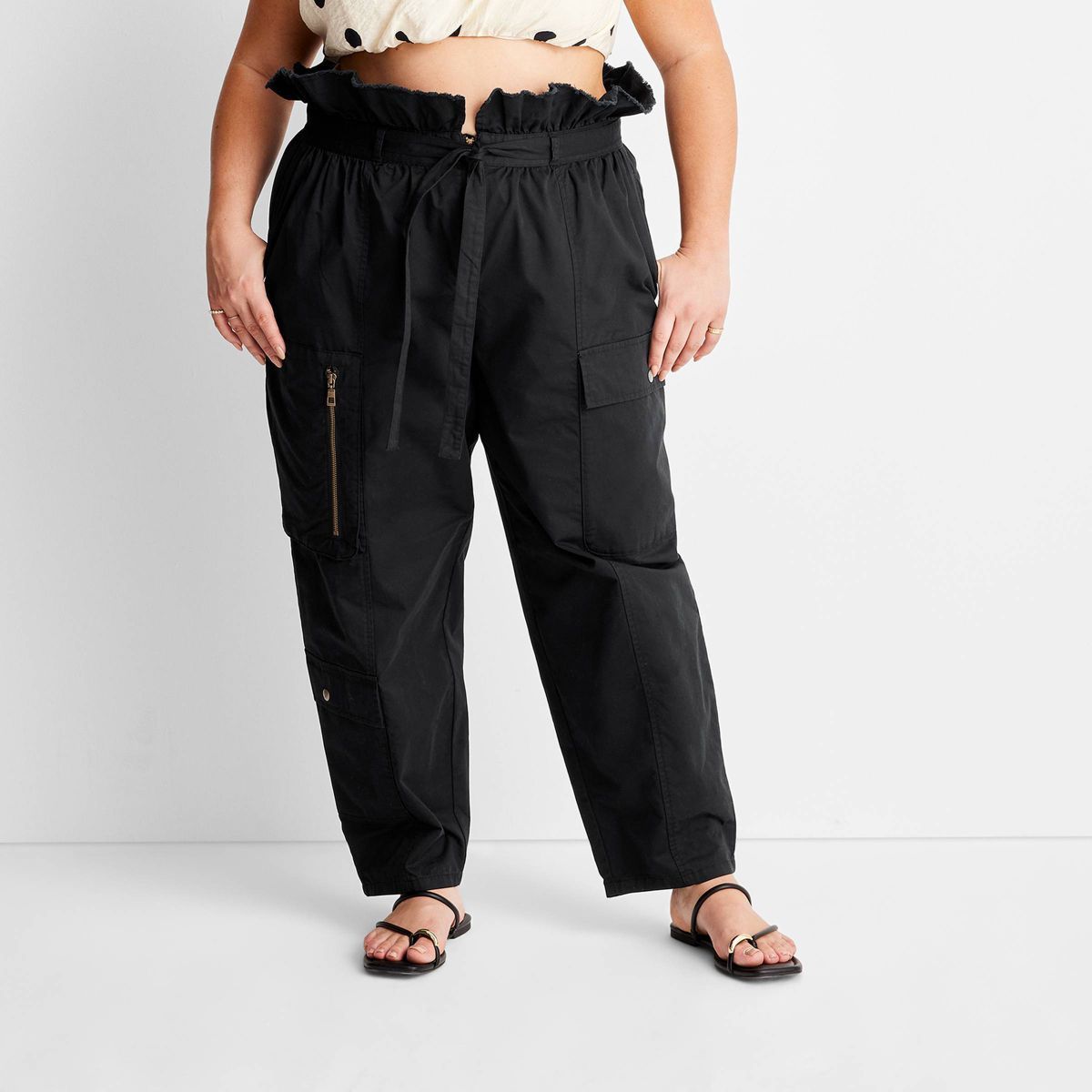 Women's High-Waisted Fold Over Cargo Pants - Future Collective™ with Jenny K. Lopez Black | Target