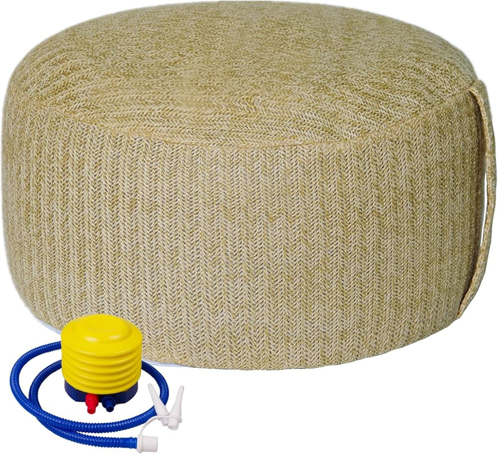 weruisi Woven Inflatable Ottoman with Air Pump D21”x H10” Outdoor Indoor Pouf Patio Footrest ... | Amazon (US)