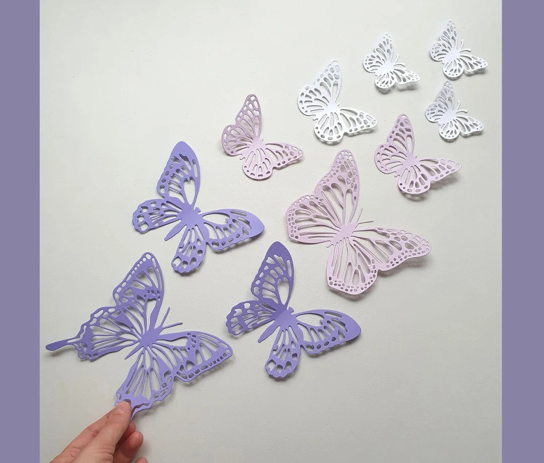 Purple Butterfly Nursery 3d Butterfly Wall Decor Purple Wall - Etsy | Etsy (US)