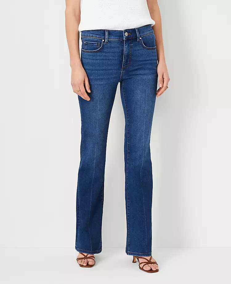 Sculpting Pocket Mid Rise Boot Cut Jeans in Classic Mid Wash - Curvy Fit | Ann Taylor (US)