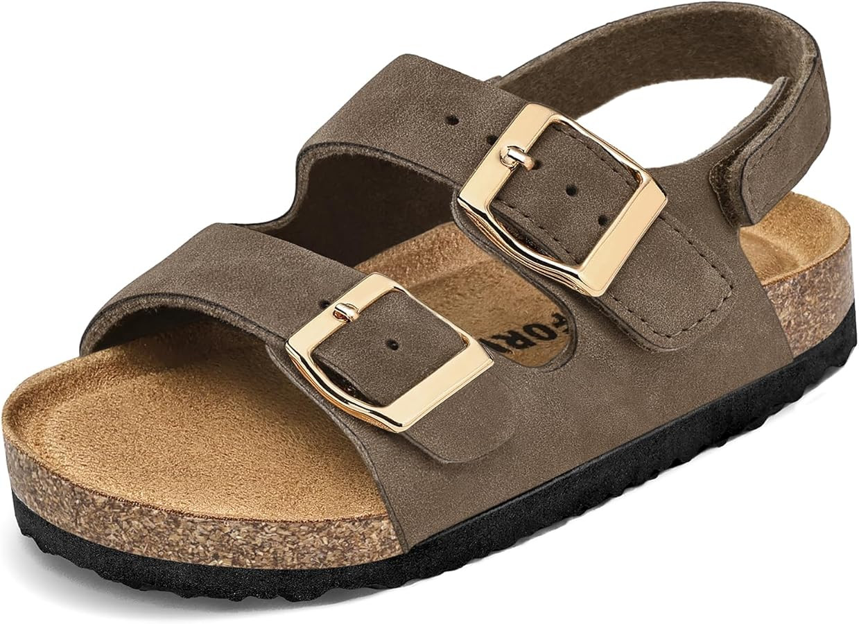 K KomForme Toddler Sandals Boys Girls Cork Footbed Open-toe Sandal Comfort Double Buckle Slip-on ... | Amazon (US)