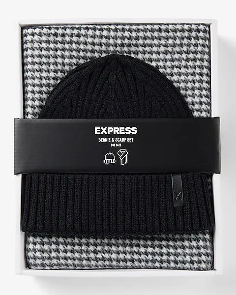 Houndstooth Hat & Scarf Set | Express