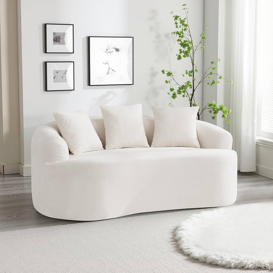 65" Boneless Loveseat Sofa Couch, Modern Comfy Curved Cloud Sofa, Chenille Deep Seat Love Seat Co... | Amazon (US)