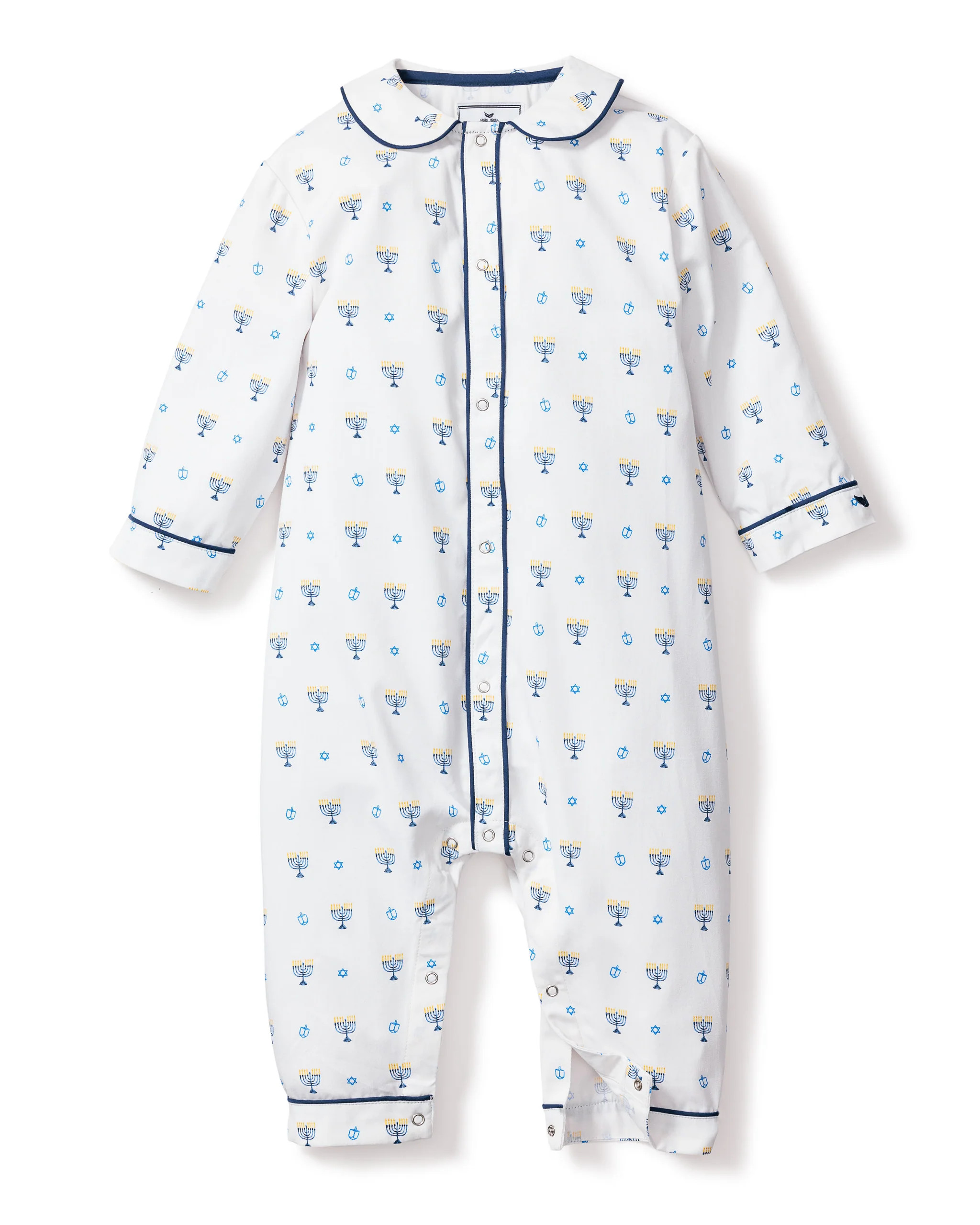 Baby's Twill Cambridge Romper in Happy Hanukkah | Petite Plume