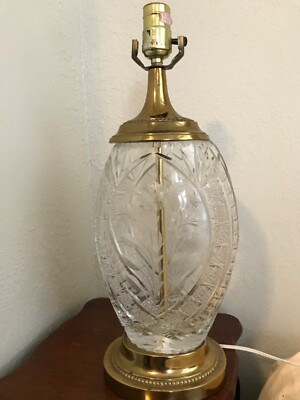 VINTAGE BEAUTIFUL  DRESDEN CARVED CRYSTAL & BRASS FLORAL  TABLE LAMP SIGNED | eBay US