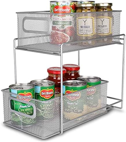 Artestia Under Sink Organizers and Storage Pull Out Drawers 2 Tiers Mesh Sliding Bathroom Cabinet... | Amazon (US)